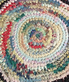 vintage pieced crocheted rag rug